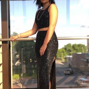 Black beaded prom dress